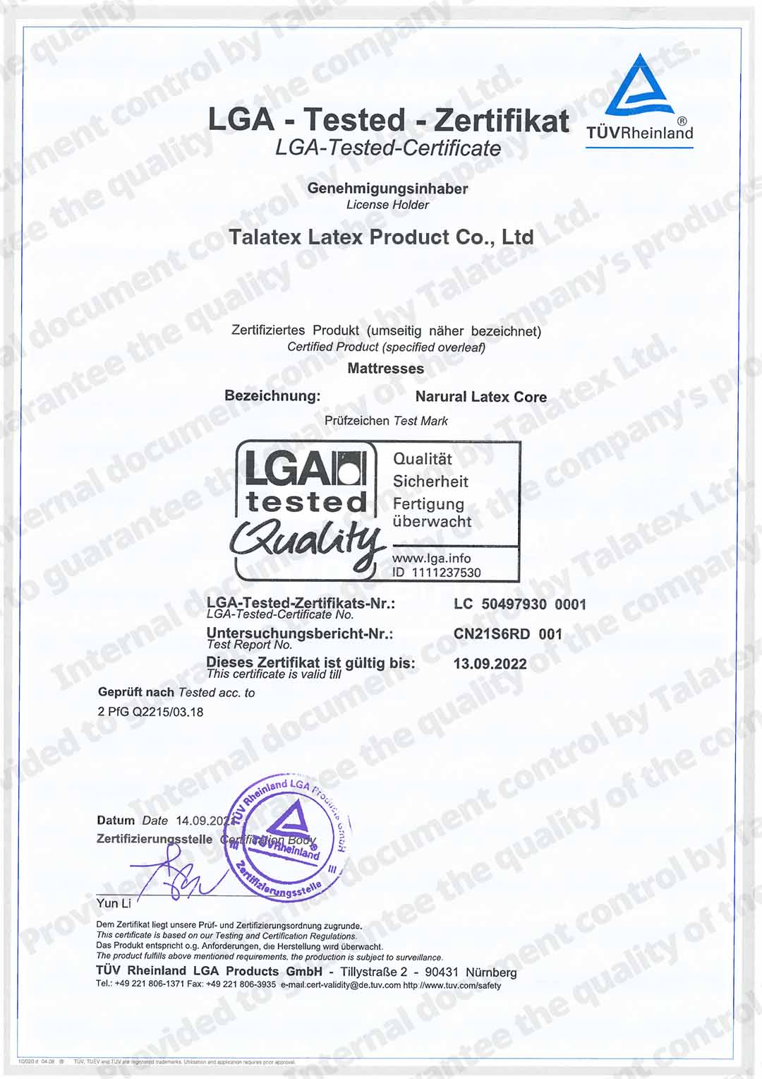 Our Product Certification LGA